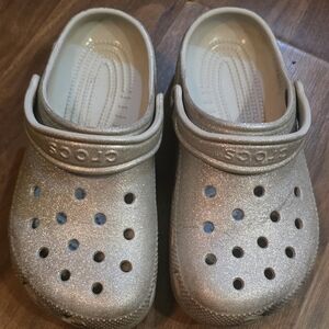 Kids Silver Crocs Clogs